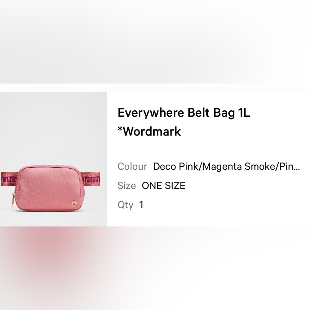 Lululemon LIMITED Everywhere Belt Bag 1L
Colour Deco Pink/Magenta Smoke/Pink